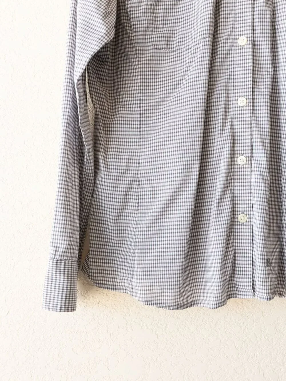 Banana Republic Soft Wash Gingham Shirt Mens L Granite Blue Cotton Button Down